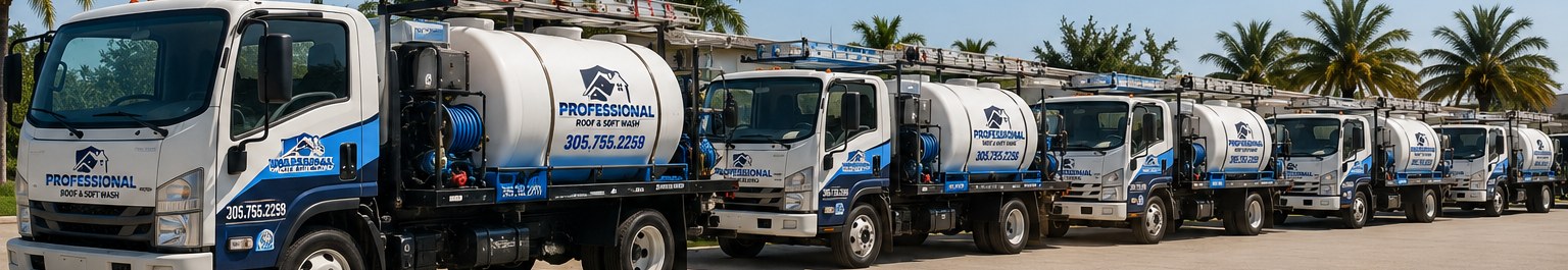 Our fleet of soft wash trucks